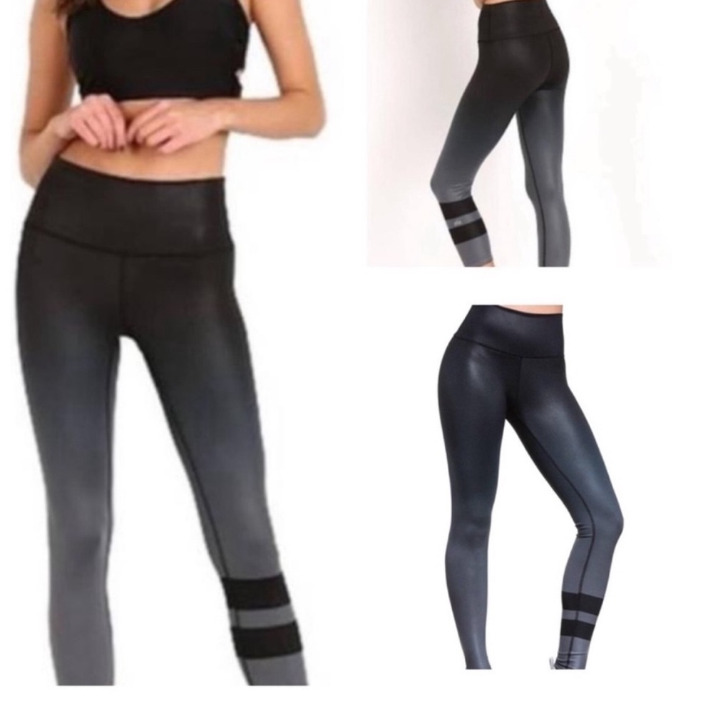 ALO Yoga Gray Gradient Ombré Stripe Airbrush Leggings